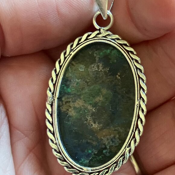 Azurite and Malachite Crystal Stone Jewelry Pendant - Picture 6 of 8